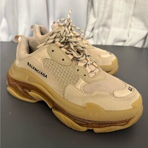 Balenciaga Triple S Chunky Sneakers in Beige and Tan
